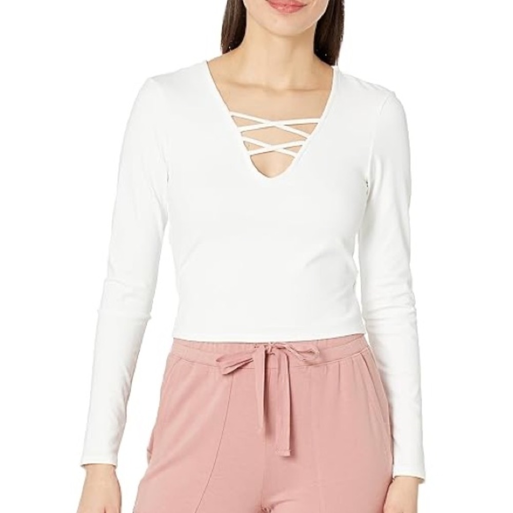 New EleVen by Venus Williams Women's Long Sleeve Heartbreaker Shirt White XL